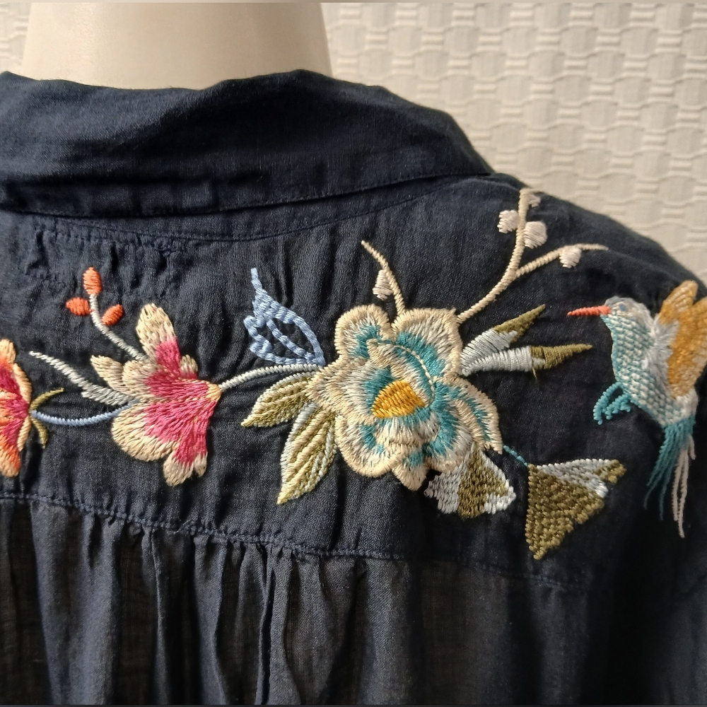 NWT Johnny Was Navy Blue Kimono Blouse - Picture 4 of 9